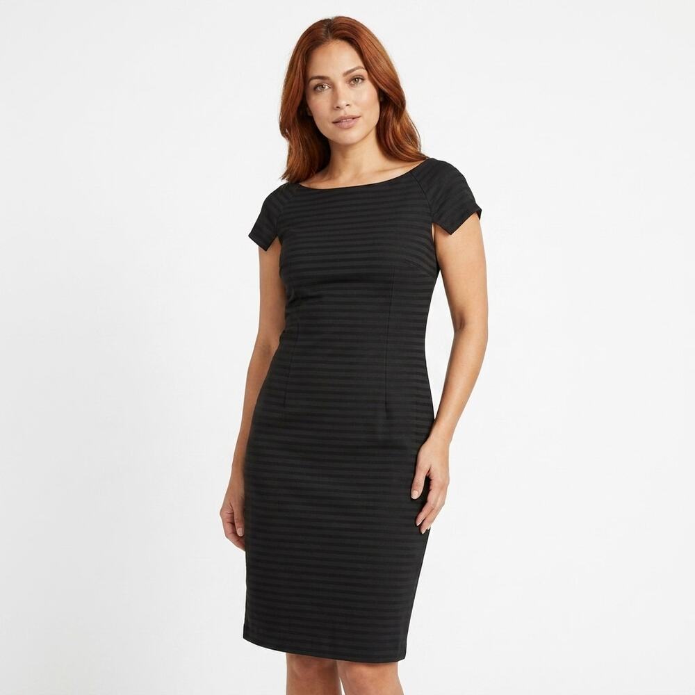 Shop meg Black Sheath Knee Length Striped Dress Women Size L